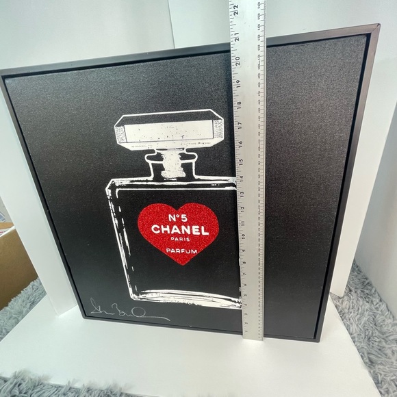 ‘I Love Chanel’ NO.5 Art Giclee Canvas Print Signed Shane Bowden Red Glitter 20” - Picture 9 of 16